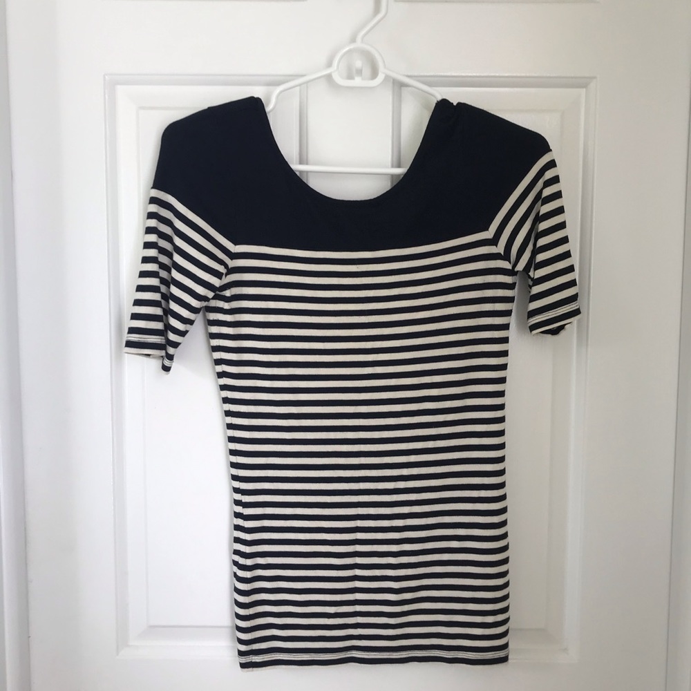 Striped scoop neck top